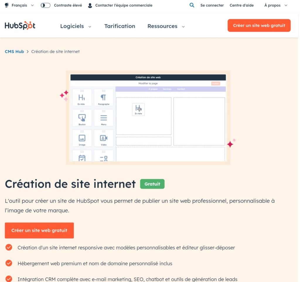 création de site gratuit avec CMS Hubspot